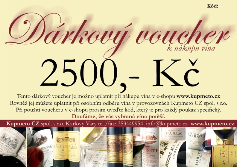 Dárkový voucher na 2500,-Kč