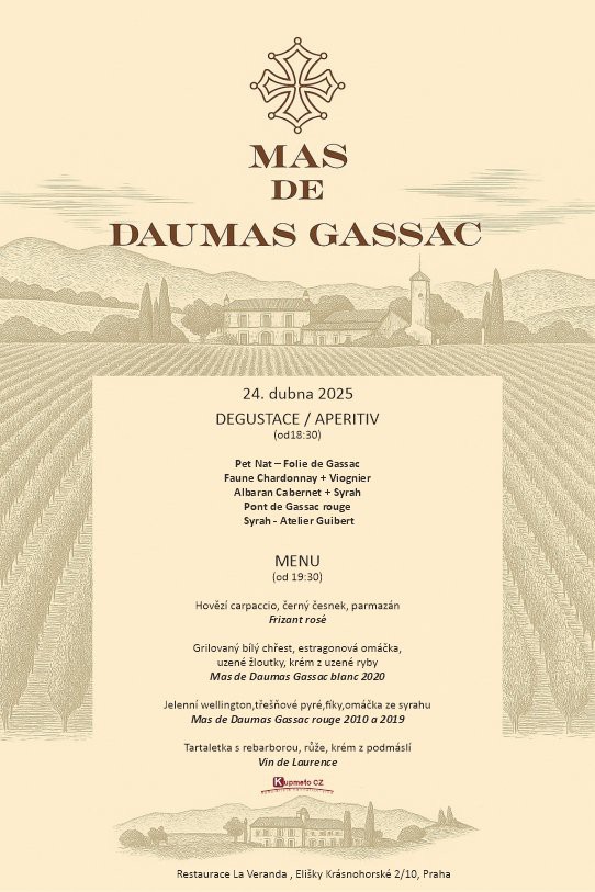 Degustační vinní večeře Daumas Gassac