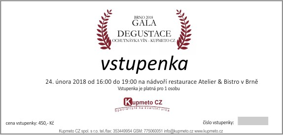 Vzor vstupenky na Gala degustaci Brno