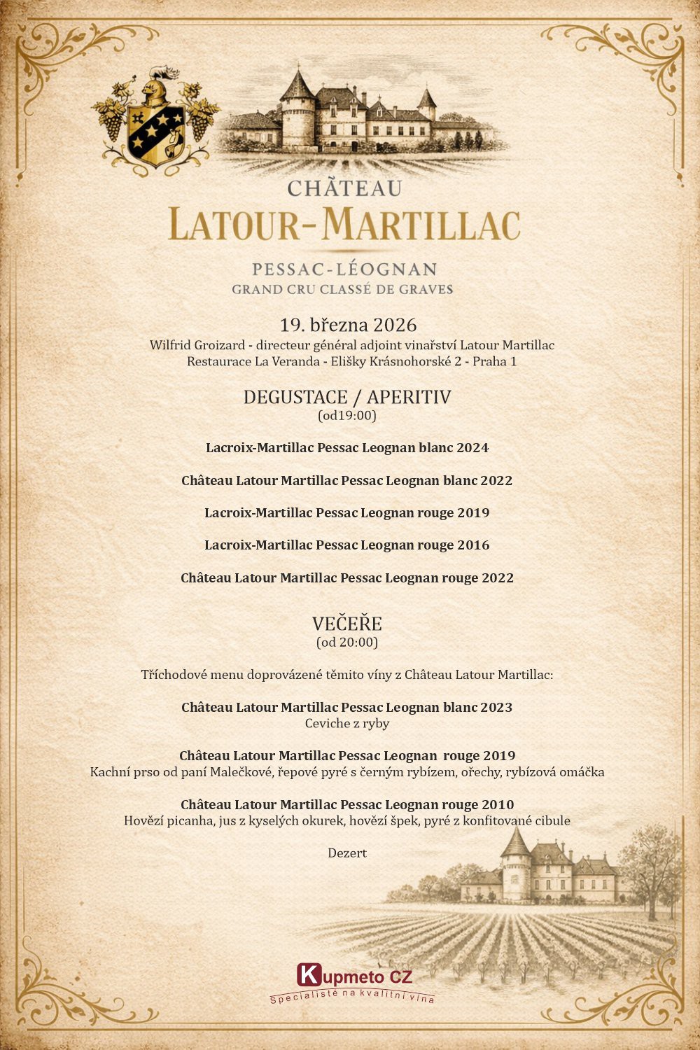 Latour Martillac - degustace a večeře 19/3