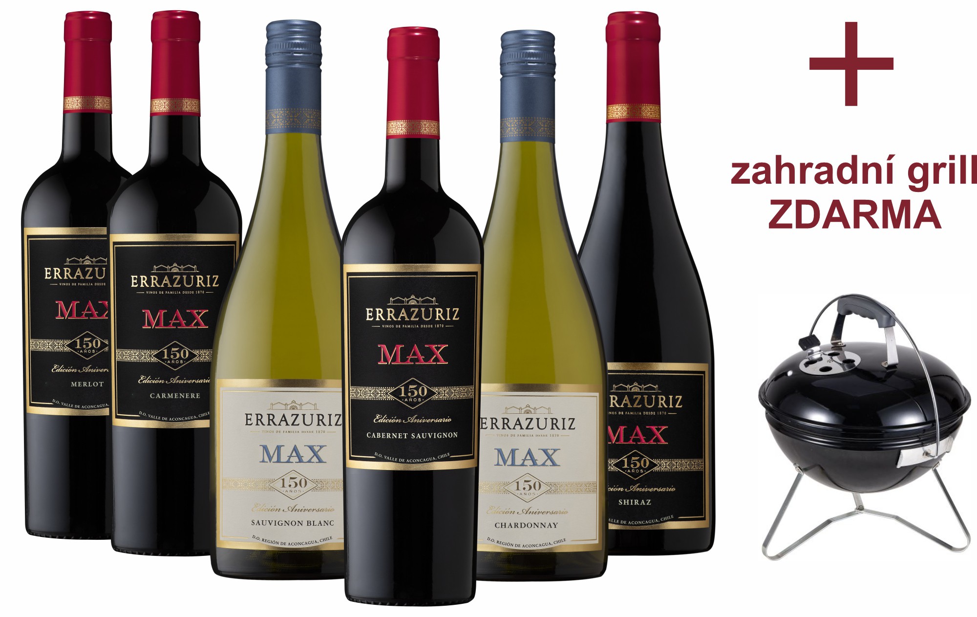 Sada Max reserva Errazuriz + zahradní gril