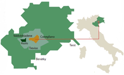 Prosecco mapa oblasti