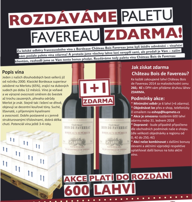 Chateau Bois de Favereau - rozdáváme paletu