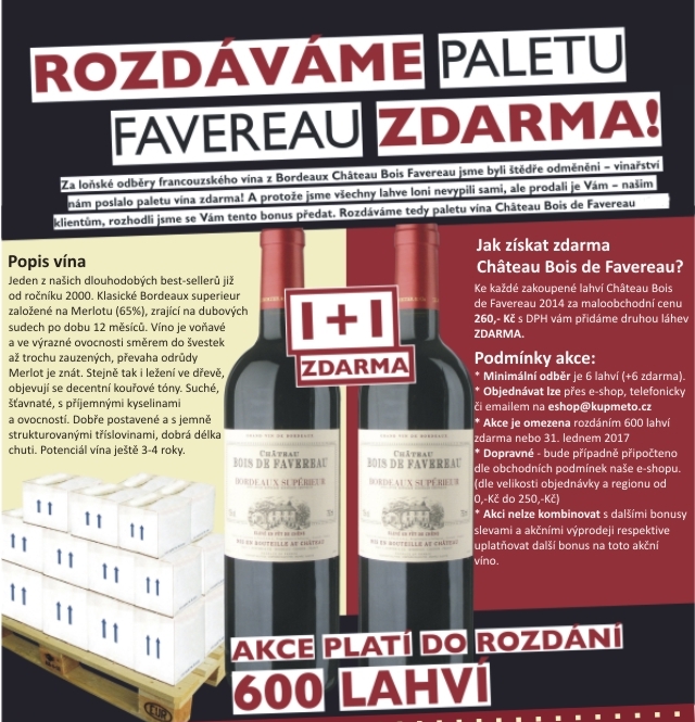 Chateau Bois de Favereau - rozdáváme paletu