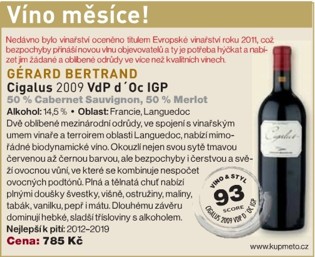 Cigalus víno měsíce a nejlepší Cabernet z Francie dle Prague Wine Trophy